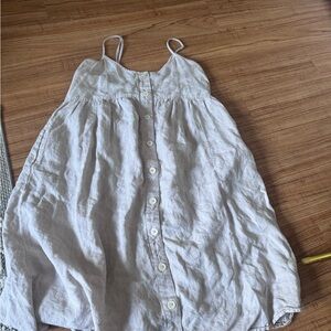 Lou & Grey Light Beige Linen Button-Front Sundress